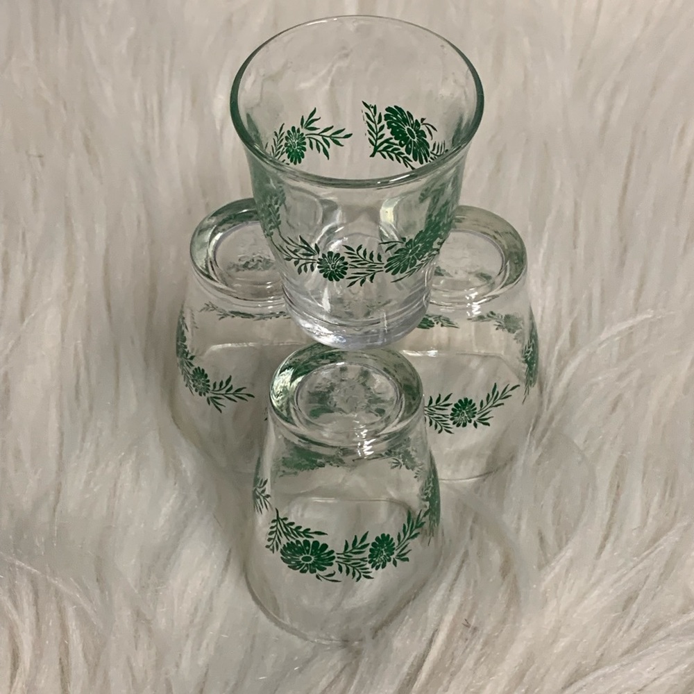 Made in Italy green floral clear‎ shot glassses (lot of 4) - Picture 4 of 7